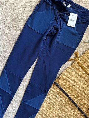 Free People Navy Patchwork Knit Jeggings